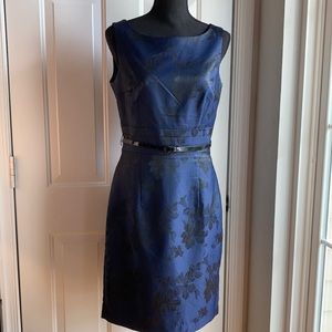 Gorgeous blue dress w/ black floral embellishment